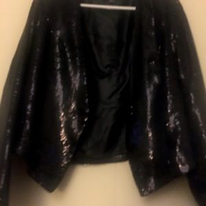 Black sequin Women’s one button jacket.